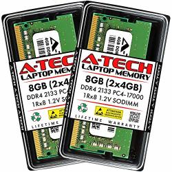 A-tech 8GB Kit 2X4GB DDR4 2133 Mhz Sodimm 260-PIN PC4-17000 1RX8 Single Rank 1.2V CL15 Notebook Laptop RAM Memory Upgrade Modules