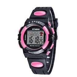 Creazy Synoke Child Boy Girl Waterproof Sport LED Digital Wrist Watch Pink