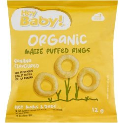 Hey Baby Hey Baby Organic Maize Puffed Rings Banana 12G