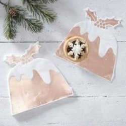 Rustic Christmas Foiled Rose Gold Christmas Pudding Napkin Pack Of 12