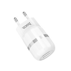 Hoco Fast Charge 2.4A 2 Port USB Charger Set With Type-c Cable - C41A White