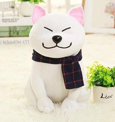 Zhahender Cute And Soft Simulation 25CM Shiba Inu Plush Toy Stuffed Animal Shiba Inu Toy Gift White