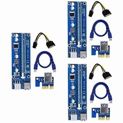 Yifeng 3-PACK Pci-e PCI Express Ver 006C 1X To 16X Powered Riser Adapter Card W 60CM USB 3.0 Extension Cable & 6-PIN Pci-e To