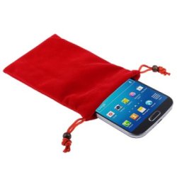 Universal Soft Flannel Carry Bag With Pearl Button For Smart Phones Power Bank And Other Accessories Size Same As 4.7 Inch Red