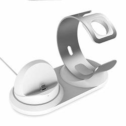 Beesclover For Epp-le Watch Charger Stand Holder For I-ph-ane X XS Max Xr 8 7 6 Plus Charging Dock Station Bases Bracket Silver Creative Lifestyle