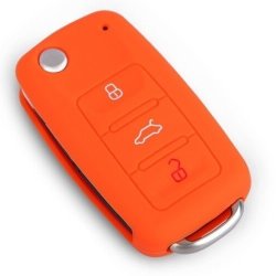 2 Pack Vw Skoda Seat 3 Buttons Silicone Car Key Protection Case Car Key Cover Fob Holder Orange