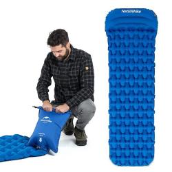 Naturehike Inflatable Sleeping Pad Air Pad With Pillow Outdoor Camping - Blue