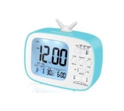 Classy Tv Shape Digital Alarm Clock Temperature & Calendar - Blue