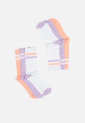 3 Pack Stripe Socks - Peach lilac white