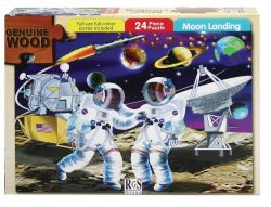 Rgs 24 Piece A4 Wooden Puzzle Moon Landing - Interlocking Pieces 210 X 297MM Each Puzzle Contains A Full Size Poster Retail Packaging No