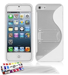 Muzzano Original Shell Cover Case With Stand With 3 Ultraclear Screen Protectors For Apple Iphone 5S - White