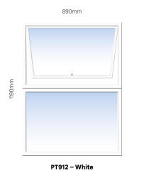 Top Hung Aluminium Window White PT912 1 Vent W900MM X H1200MM