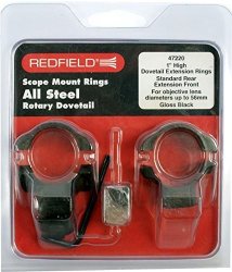 Redfield 1-INCH Rotary Dovetail High Steel Rings Standard Rear ext Front Black Gloss