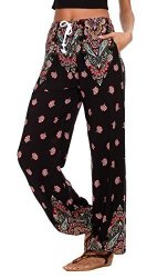 Urban Coco Women's Floral Print Boho Yoga Pants Harem Pants Jogger Pants 10 L