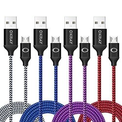 Okray 4 Pack 10FT 3M Micro 2.0 USB Charging Cable Nylon Braided Charge Cord With Aluminum Connector For Samsung Galaxy Htc Nexus Sony LG Android