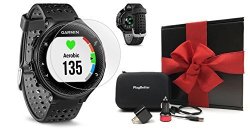 Garmin Fitness Garmin Forerunner 235 Black Gift Box Bundle Includes Glass Screen Protectors Playbetter USB Car wall Adapters Protective Case Black Gift Box Gps Running
