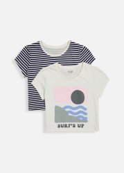 Print & Stripe Cotton T-shirts 2 Pack