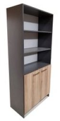 Oxford 5 Shelf With 2 Doors Storm Grey & Sahara