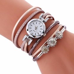 Ladies Watch Bracelet Fashion Circle Wrap Around Wristwatch Diamond Student Clock Axchongery Rose Gold