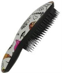 Finishing Hairbrush-classic Oval Shape Fleur And Paloma Graffiti Pattern Ergonomic Handle In Top Quality Abs Plastic Evenly Arranged Soft Bristles Suitable For Long