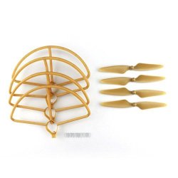 Sukeq 4PCS Upgraded Blades Propellers Guards + 4PCS Protection Frames For Hubsan X4 H501S H501C Drone Yellow