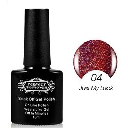 Perfect Summer Sparking Glitter Holographic Hologram Uv LED Soak Off Gel Polish Colors Changing Nails Art Designs Lacquers 004 Dark Red 10ML