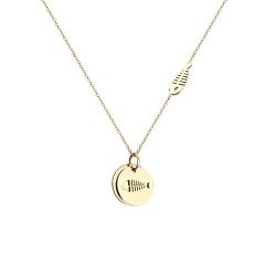 Double Circle Initial Disc Necklace Fish Bone Skull Pendant 14K Gold Small Disc Necklace Name Personalized Necklace