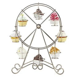 FUNNYTODAY365 Ferris Wheel Silver Stainless Steel Cupcake Stand Cake Holder Decorating Display Wedding Party