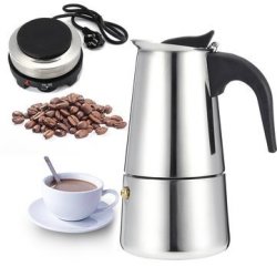 Espresso Moka Coffee Maker Pot Percolator Stainless Steel Electric Stove Electric Coffe