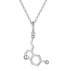 Mblife 925 Sterling Silver Serotonin Molecule Happiness Chemical Structure Minimalist Pendant Necklace