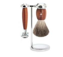Shaving Set Vivo 3 Piece Pure Badger Brush W Safety Razor - Plum Wood