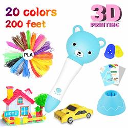 3D Printing Pen For Kids 3D Pen With 20 Colors 200 Feet Pla Filament Refills 3D Drawing Printing Pen With Voice Prompts Automatic Feeding