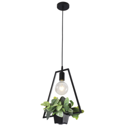 Bright Star Lighting - Quadrilateral Metal Pendant With Plant Holder