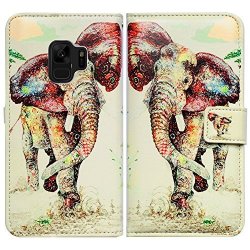 Galaxy S9 Case Bcov Elephant Pattern Card Slot Wallet Leather Cover Case For Samsung Galaxy S9