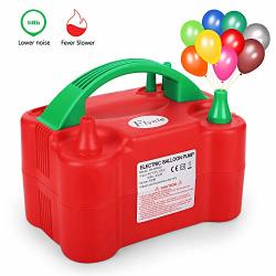 Electric Flynie Balloon Pump Air Balloon Pump Lower Noise Portable Balloon Inflator Blower Dual Nozzle For Party Decoration 110V 600W Red With A