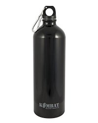 Kombat Aluminium Water Bottle With Carabina Black 1000ML By Kombat