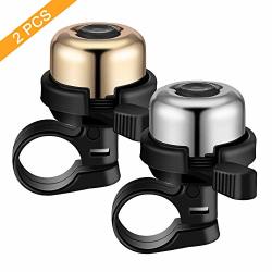Bike 2PCS Bell Premium Bicycle Bell Silver Golden Brass Bells For Adults And Kids - Crisp Loud Melodious Sound - Bicycle Bells For