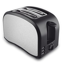 2 Slice Toaster Home Gizmo Cool Touch Toaster 2-SLICE Wide Slot Compact Toasters With Defrost reheat cancel Function Extra Removable Crumb Tray- Stainless Steel