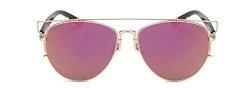 Gmat Retro Vintage Mirrored Aviator Sunglasses Metal Frame Classic Style Purple Grey