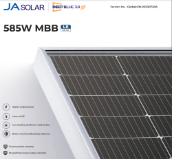 JA Solar 565W Mono Perc Half-cell Mbb Lr MC4 - JAM72S-30-565-LR
