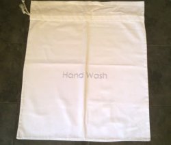 White Cotton Laundry Bag With Draw String & Embroidery
