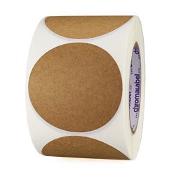 3" Brown Kraft Paper Stickers Permanent Adhesive Writeable Surface - 500 Labels Per Roll