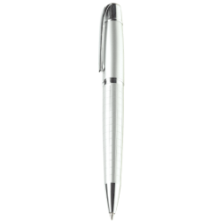 Checked Barrel Ballpoint Pen - Silver