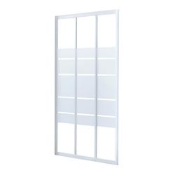 Shower Door 3 Panel Slider Essential White With Privacy Glass 90X185CM