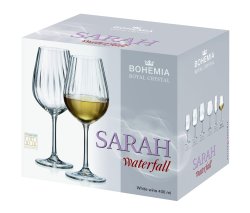 Bohemia Crystal Sarah Waterfall White Wine Glasses 400ML 6PK