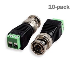 Foliogadgets 10-PACK Screw Terminal Coaxial Dc Jack Power CAT5 To Cctv Camera Bnc Male Video Balun Adapter RG59 RG6 Video Coaxial Cable