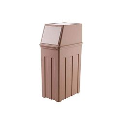 Huk Plastic Rubbish Bin Kitchen Large Office Bathroom Waste Bin With Lid Brown 30L