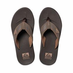 Reef Men's Sandals Phantom Leather Athletic Flip Flops For Men With Contoured Footbed Waterproof Brown Size 11
