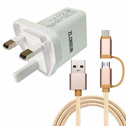 UK Charger Cube Power Adapter Plug + Micro And C USB Cable For Samsung LG Motorola Nokia Htc All Android Phones Camera Etc