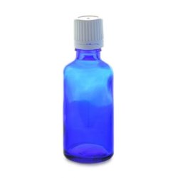 30ML Blue Glass Aromatherapy Bottle With Dropper Cap - White